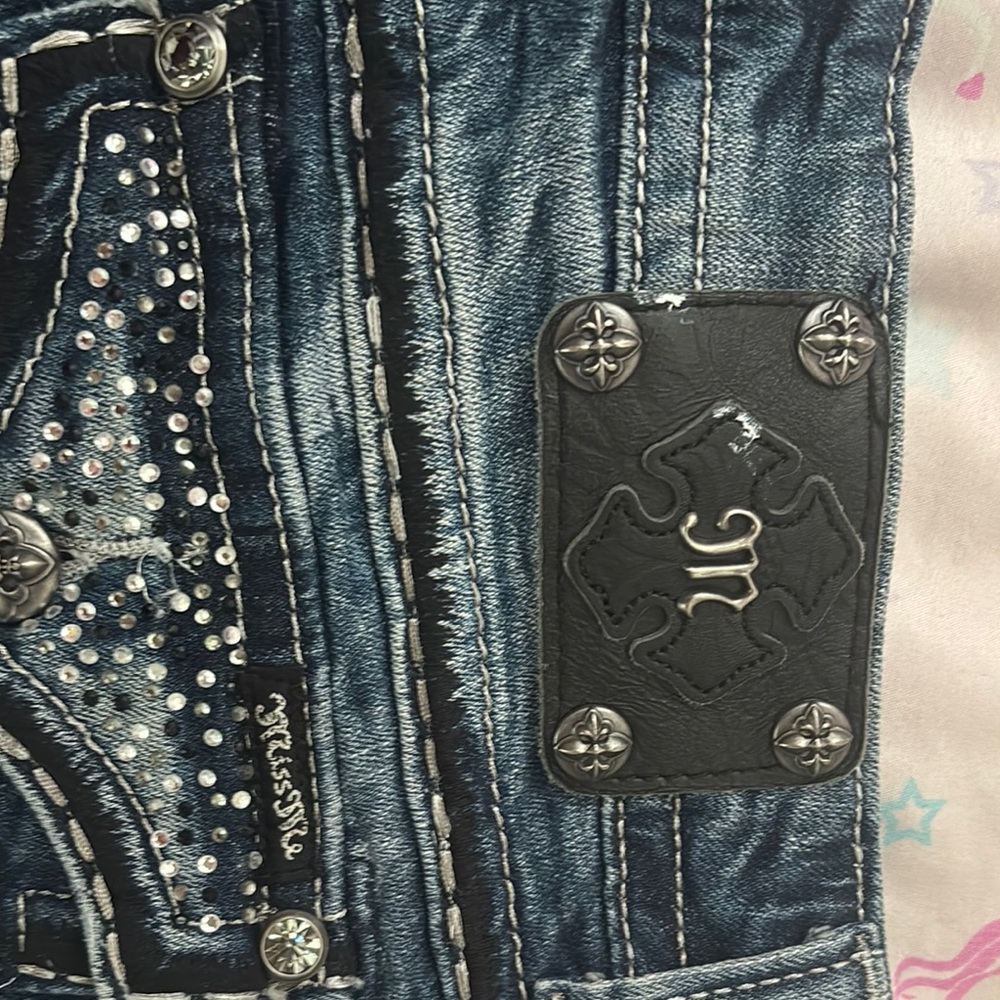 Miss Me Blue Embellished Jeans with Metallic Studs